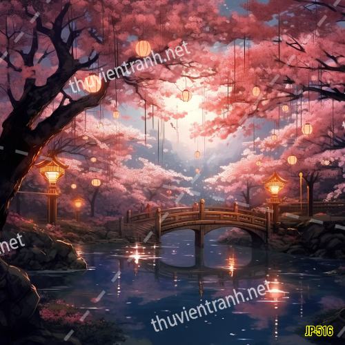 Tranh dán tường hoa anh đào-JP-516 - Tranh tường chất lượng cao